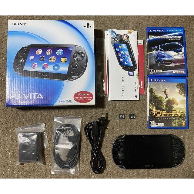 PSVita 1000 ブラック FW3.60 16GBx2 ゲーム2本 美品