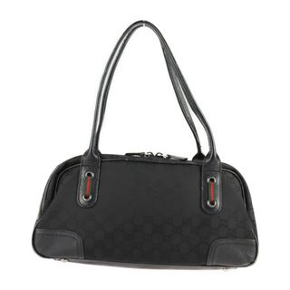 グッチ(Gucci)のGUCCI グッチ シェリーライン  ハンドバッグ 293594   GGナイロン レザー ブラック シルバー金具  ミニボストン ショルダーバッグ 【本物保証】(ハンドバッグ)