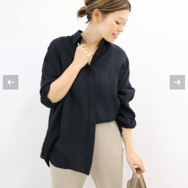 WIDE LINEN シャツ　リネンシャツ　ブラック　ドゥーズィエムクラス