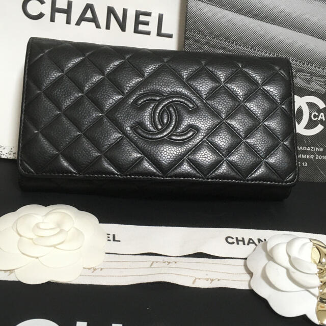 CHANEL(シャネル)の美品 ★ シャネル ダイヤモンド CC キャビアスキン 長財布 正規品 レディースのファッション小物(財布)の商品写真