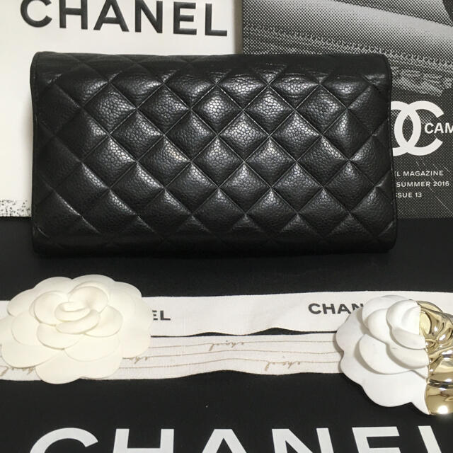 CHANEL(シャネル)の美品 ★ シャネル ダイヤモンド CC キャビアスキン 長財布 正規品 レディースのファッション小物(財布)の商品写真