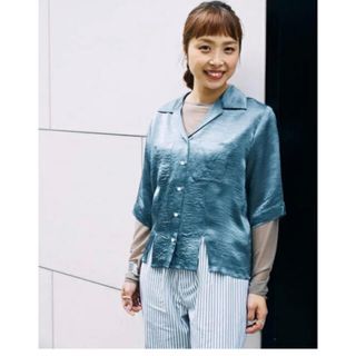 ビームス(BEAMS)のbeams ワッシャーサテンスリットシャツ　パンツセット(シャツ/ブラウス(半袖/袖なし))