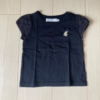 タルティーヌ エ ショコラ(Tartine et Chocolat)のタルティーヌエショコラ　90 黒 Tシャツ カットソーボンポワン　ジャカディ(Tシャツ/カットソー)