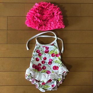 ベビーギャップ(babyGAP)の水着 スイムウェア 6m 12m レース チェリー ピンク 美品 可愛い 女の子(水着)