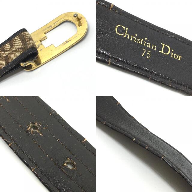 Christian Dior(クリスチャンディオール)のクリスチャンディオール Christian Dior ヴィンテージ トロッター ベルト レザー/キャンバス ベージュ×ブラウン レディースのファッション小物(ベルト)の商品写真