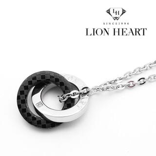 ライオンハート(LION HEART)のライオンハート ダブルリング ネックレス メンズ シルバー ブラック ブランド(ネックレス)