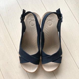 クロックス(crocs)のクロックス エスパドリーユ 黒 W6 美品(サンダル)