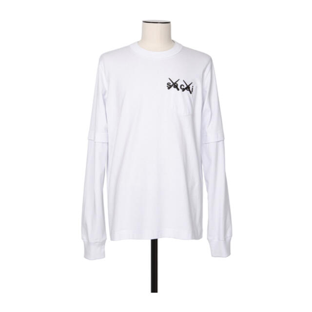 Tシャツ/カットソー(七分/長袖)sacai × kaws Tシャツ ロンT サイズ1 刺繍 未使用品 新品