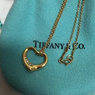 ティファニー(Tiffany & Co.)のティファニー　オープンハートダイヤモンドネックレス　k18 美品(ネックレス)