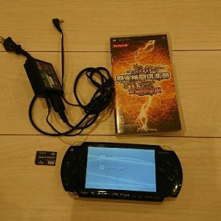 プレイステーションポータブル(PlayStation Portable)の美品☆psp本体☆黒２ 新品バッテリー、充電器、メモリー、ゲーム付き。動作OK(携帯用ゲーム機本体)