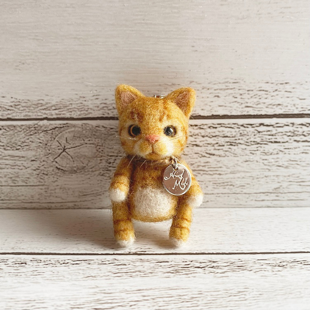 羊毛フェルト猫 羊毛フェルト ハンドメイド ねこ 猫 茶トラ ミニチュア