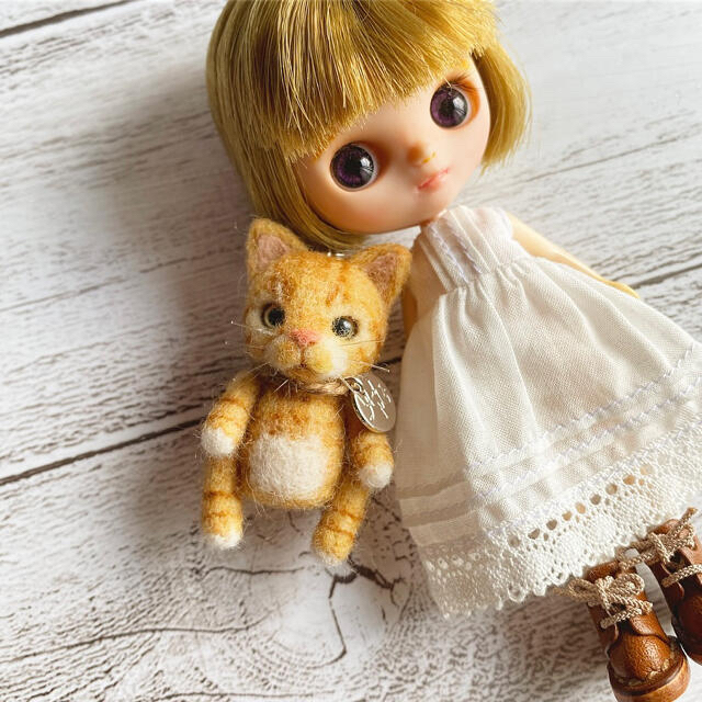 羊毛フェルト猫 羊毛フェルト ハンドメイド ねこ 猫 茶トラ ミニチュア