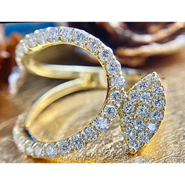 【期間限定特価】 キラッキラ✨D0.74ctとてもオシャレで美しいダイヤモンドリングK18YG リング(指輪)