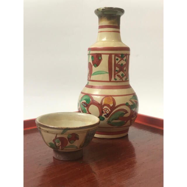 骨董 作家物 壺屋焼 陶芸家 小橋川仁王 赤絵 渡名喜瓶 やちむん 骨董 作家物 壺屋焼 陶芸家 小橋川仁王 赤絵 渡名喜瓶 やちむん
