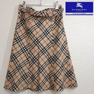 バーバリーブルーレーベル(BURBERRY BLUE LABEL)のバーバリー ブルーレーベル ノバチェック スカート ベージュ 三陽商会 38 M(ひざ丈スカート)