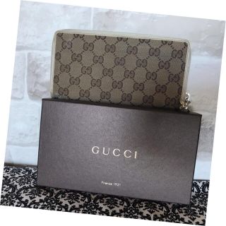 グッチ(Gucci)の美品　正規品　GUCCI グッチ　長財布　ベージュ　ブラウン　茶色(ポーチ)