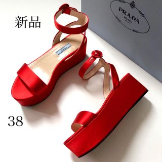 プラダ(PRADA)の新品/38 PRADA プラダ シルクサテン プラットホーム サンダル(サンダル)