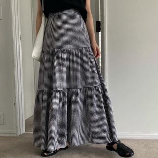 トゥデイフル(TODAYFUL)のwillfully tiered gingham check sk(ロングスカート)