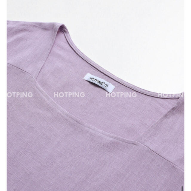 HOTPING(ホッピン)のリネン混スクエアネックブラウス レディースのトップス(シャツ/ブラウス(半袖/袖なし))の商品写真