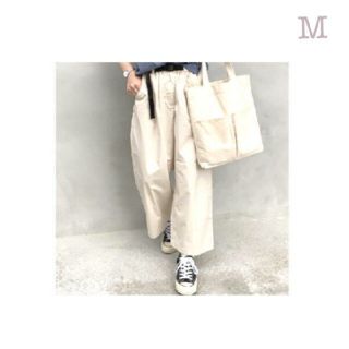 ムジルシリョウヒン(MUJI (無印良品))の★新品★ 無印良品 ストレッチ高密度織りクロップドワイドパンツ／アイボリー／Ｍ(カジュアルパンツ)