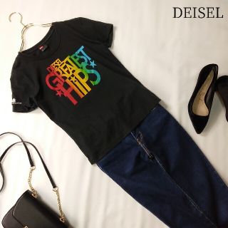 ディーゼル(DIESEL)の【セール】DIESEL 半袖Tシャツ 虹色プリント ブラック Mサイズ(Tシャツ(半袖/袖なし))