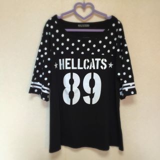 ヘルキャットパンクス(HELLCATPUNKS)のヘルキャ＊水玉ビッグT(Tシャツ(半袖/袖なし))