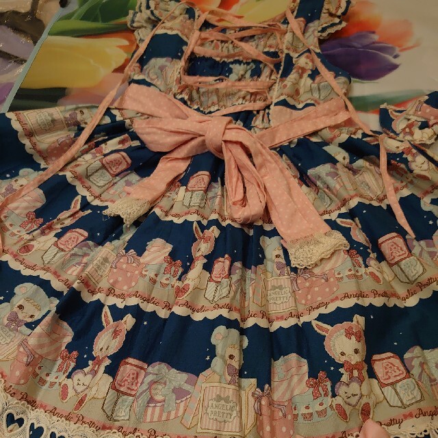 Angelic Pretty(アンジェリックプリティー)の更にお値下げ！アンプリToybox アオジャンパースカートとバレッタ レディースのワンピース(ひざ丈ワンピース)の商品写真