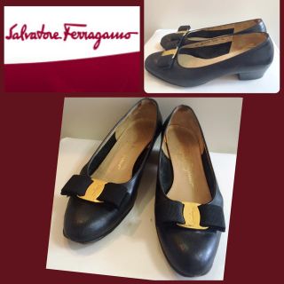 サルヴァトーレフェラガモ(Salvatore Ferragamo)の定番♡フェラガモ♡ヴァラ♡ブラックレザー♡(ハイヒール/パンプス)