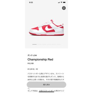 ナイキ(NIKE)のNIKE DUNK LOW championship red (スニーカー)