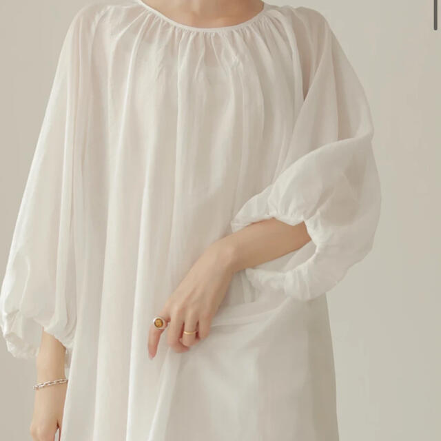 Louren chiffon gather flare dress  white