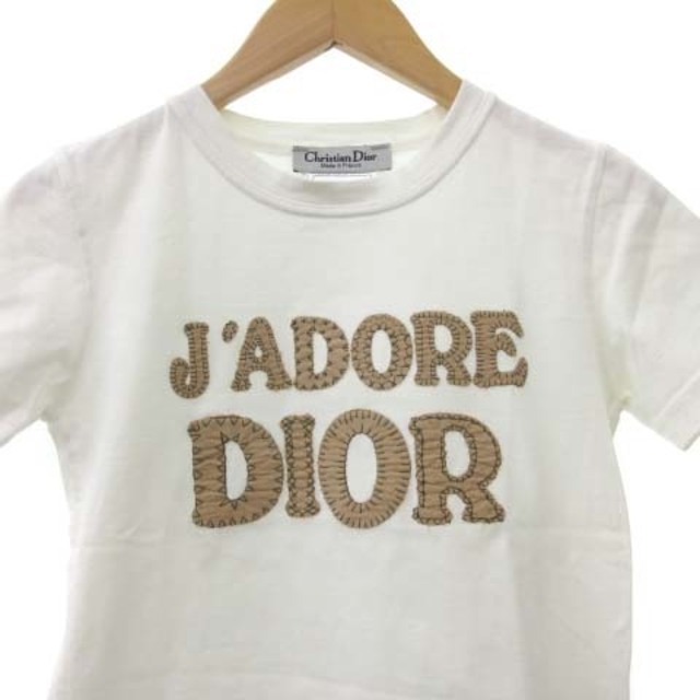 Christian Dior(クリスチャンディオール)のクリスチャンディオール Tシャツ カットソー 半袖 ワッペン 白 USA8 レディースのトップス(Tシャツ(半袖/袖なし))の商品写真