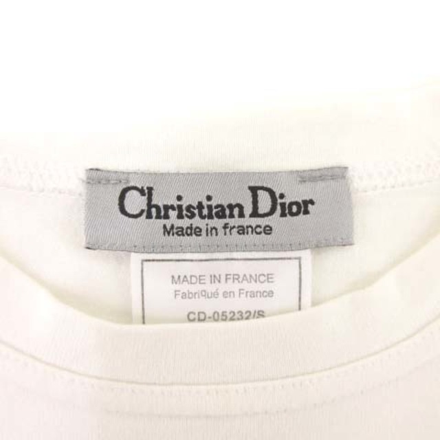 Christian Dior(クリスチャンディオール)のクリスチャンディオール Tシャツ カットソー 半袖 ワッペン 白 USA8 レディースのトップス(Tシャツ(半袖/袖なし))の商品写真