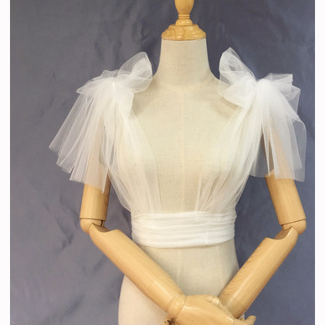 ウェディングドレス/ イブニングドレス 専用 ボレロ 着用方法多数 調整可能 レディースのフォーマル/ドレス(ウェディングドレス)の商品写真
