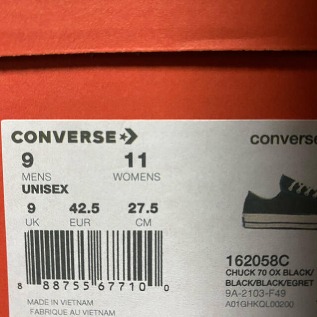 CONVERSE(コンバース)の【新品】ct70 27.5cm converse チャックテイラー ブラック メンズの靴/シューズ(スニーカー)の商品写真