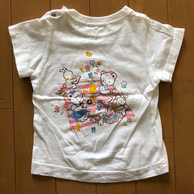 familiar(ファミリア)のファミリア Tシャツ ベアー プリント 白 女の子 美品 キッズ/ベビー/マタニティのベビー服(~85cm)(Ｔシャツ)の商品写真