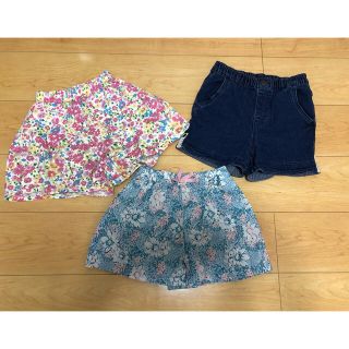 ユニクロ(UNIQLO)のキッズ　女の子ショートパンツ　3点セットユニクロ等　花柄　デニム  ストレッチ(パンツ/スパッツ)