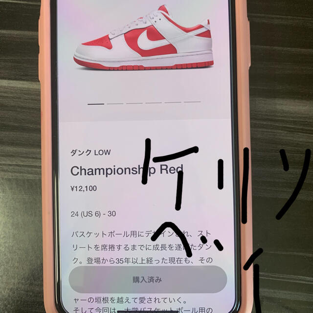 NIKE(ナイキ)のNIKE.ダンクLOW championshlp.Red、ナイキダンクロー メンズの靴/シューズ(スニーカー)の商品写真