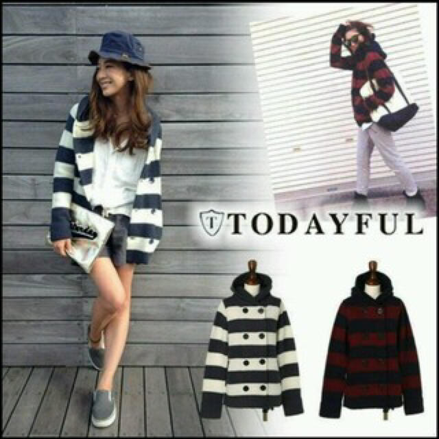 TODAYFUL(トゥデイフル)のtodayful＊ボーダーニットコート レディースのジャケット/アウター(ニットコート)の商品写真