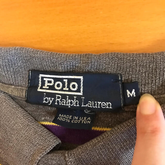 POLO RALPH LAUREN(ポロラルフローレン)のPolo Ralph Lauren 半袖ポロシャツ ボーダー グレー パープル メンズのトップス(ポロシャツ)の商品写真