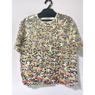 ザラ(ZARA)のスパンコールTシャツ！！未使用(Tシャツ(半袖/袖なし))