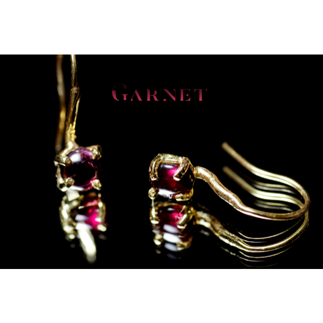 OUTLET**New『Garnet』世界でひとつの天然石ピアスs925+22k レディースのアクセサリー(ピアス)の商品写真