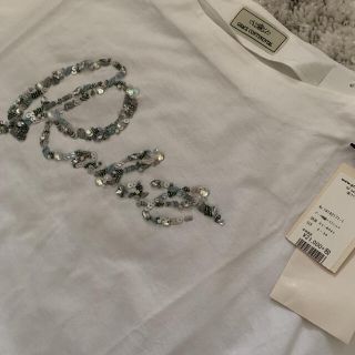 美品 グレースコンチネンタル ビーズ刺繍Tシャツ ブラウン 36