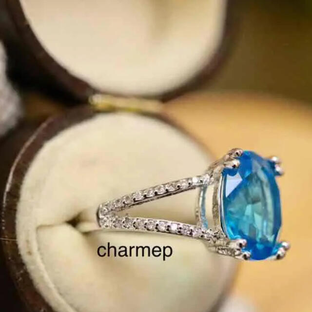 【BR055】アクアマリンのようなオーバルカットczダイヤモンドリング指輪 レディースのアクセサリー(リング(指輪))の商品写真