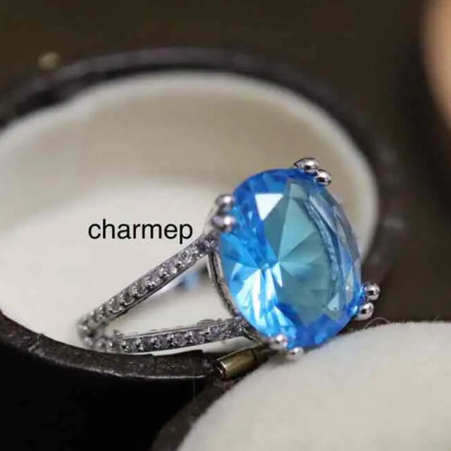【BR055】アクアマリンのようなオーバルカットczダイヤモンドリング指輪 レディースのアクセサリー(リング(指輪))の商品写真