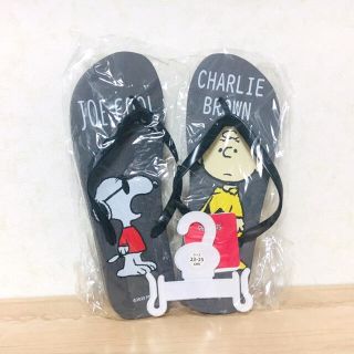 スヌーピー(SNOOPY)の新品▼【黒】スヌーピー ビーチサンダル 海 プール お揃い ピーナッツ(ビーチサンダル)