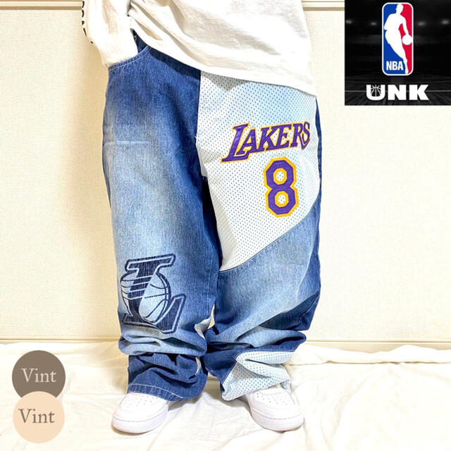 UNK DENIM ワイド デニム バルーン パンツ NBA 刺繍 オールスター-