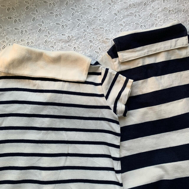 PETIT BATEAU(プチバトー)の【プチバトー】ボーダーロンパース 2枚セット セーラー 18m/81cm 男女 キッズ/ベビー/マタニティのベビー服(~85cm)(ロンパース)の商品写真