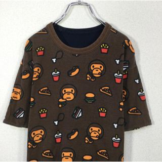 アベイシングエイプ(A BATHING APE)の【リバーシブル】エイプ/APE 半袖Tシャツ　ベイビーマイロ　ハンバーガー総柄(Tシャツ/カットソー(半袖/袖なし))