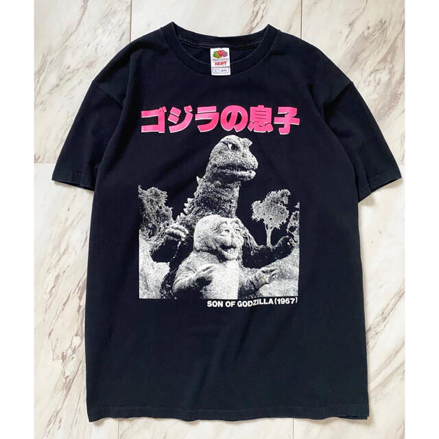 vintage usa製 80s 90s ゴジラ 両面プリント ブラックTシャツ