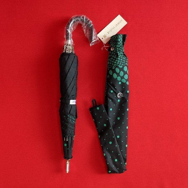 クリスタルジェミー(クリスタルジェミー)のクリスタルジェミー チェンジ 傘 折りたたみ 晴雨兼用 UV グリーン ブラック レディースのファッション小物(傘)の商品写真